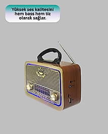 Nostalji Bluetooth Radyo Ahşap Eskitme Tasarım UCZZZV01NOSTALJİ-6