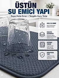 Katlanabilir Bulaşık Kurutma Matı Hızlı Kuruyan Su Emici Mutfak Matı