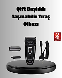 Şarjlı Kablosuz Tıraş Makinesi Çift Başlık Kuru Tıraş Ergonomik Taşınabilir