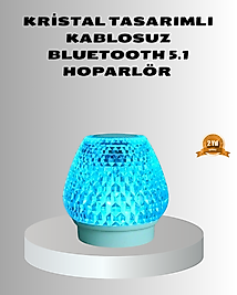 Mini LED Işıklı Bluetooth Hoparlör 5W Kristal Desenli 1200 mAh Şarjlı