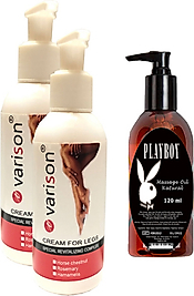 HİNTOHU VARİSON VARİCOSE VEİN DEFENSE CREAM ,DİZ,BACAK BAKIM KREMİ 120 ML 2 ADET + PLAYBOY MASAJ YAĞI 120 ML