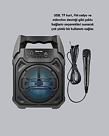Taşınabilir Bluetooth Hoparlör Mikrofonlu FM Radyo USB SD Kart TWS
