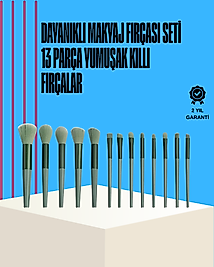 Taşınabilir Ergonomik Yapılı 13 Adet Fiber Kıllı Yüz ve Göz Makyaj Fırçası Seti