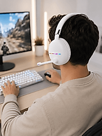 Over-Ear Bluetooth Kulaklık RGB Işıklı Type-C Şarjlı UCZZMAX17BEYAZ-3-1