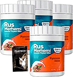PLAYBOY TURQUOİSE 4 ADET BİRDEN CEVİZ & CEVİZ SÜTÜ RUS MERHEMİ 50 ML TÜY DÖKÜCÜ KREM + 1 ARMAĞAN JEL