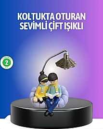 Kitap Okuyan Çift Figürlü Gece Lambası Romantik Dekoratif Masa Lambası