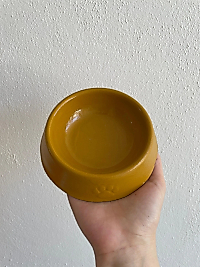 Pati Desen Model Beton Kedi Köpek Mama ve Su Kabı 13 cm çap x 4 cm - Bronz