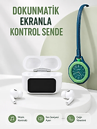 Bluetooth 5.4 Kablosuz Kulaklık Yeşil Askılı Analog Charm Saat İkili Set