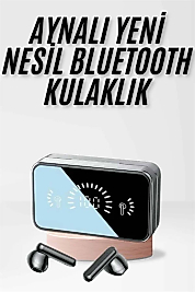 Yeni Nesil Kablosuz Kulaklık Aynalı Powerbank Özellikli Bluetooth Bağlantılı Dijital Göstergeli