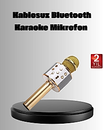 Kablosuz Karaoke Mikrofon USB AUX Destekli Parti ve Eğlence İçin