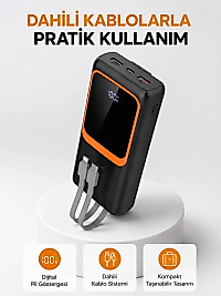 Powerbank 20000 mAh Dijital Ekranlı ve Çok Kablolu Hızlı Şarj Cihazı