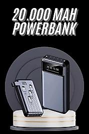 Hızlı Şarj Özellikli 20.000 Mah Dijital Göstergeli USB Girişli Android ve İOS Uyumlu Powerbank