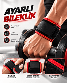 Ayarlı Bileklik Güçlü Cırt Cırtlı Sabitleme Geniş Sarım Siyah Kırmızı