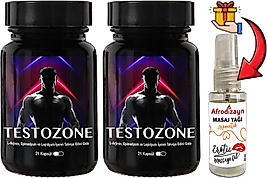 TESTOZONE: 2 ADET ERKEKLERE ÖZEL L-ARGİNİNLİ EPİMEDYUMLU LEPİDYUMLU 21LI FORMÜL + 30 ML AFRODİZAYN MASAJ YAĞI