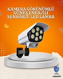 Solar Şarjlı Hareket Sensörlü LED Dış Mekan Lambası Kamera Tasarımlı Güvenlik Işığı