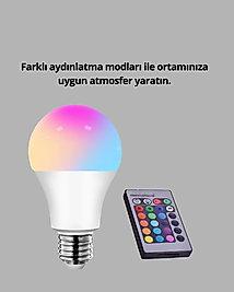RGB Uzaktan Kumandalı LED Ampul 16 Renk E27 XUCZRGBLAMBA-3