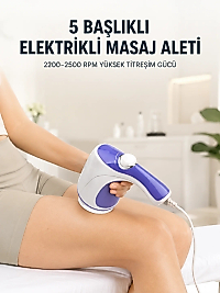 5 Başlıklı Elektrikli Masaj Aleti 2200-2500 RPM Yüksek Titreşimli Vücut Bakım ve Rahatlama Cihazı