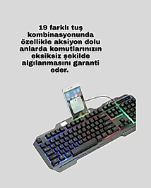 Mekanik Oyuncu Seti – LED Işıklandırma ve Ergonomik Mouse