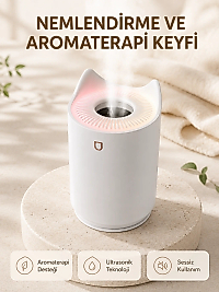 Aroma Difüzör Hava Nemlendirici Sessiz Çalışma LED Gece Lambası
