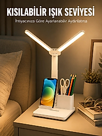 Kısılabilir LED Masa Lambası – Kalemlik, Telefon Standı ve Okuma Işığı Bir Arada Yeni Nesil