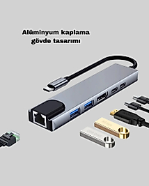 Alüminyum Kasalı MacBook USB-C Hub – 4K HDMI, USB 3.0, SD/TF Kart Girişi, PD Şarj Desteği
