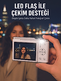 Beyaz 4K Video Kayıtlı 48 MP Dijital Fotoğraf Makinesi Otomatik Odaklama