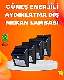 Montajlı Güneş Enerjili Duvar Tipi Aydınlatma – 8 Saat Çalışma Süresi