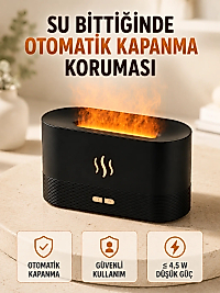 Alev Efektli Ultrasonik Aroma Difüzörü 180 ML LED Işıklı Hava Nemlendirici