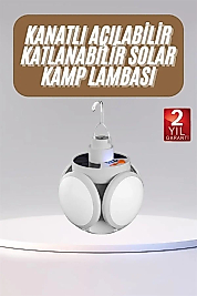 Katlanabilir Askılı Kamp Lambası 5 Kanatlı Pratik Güneş Enerjili
