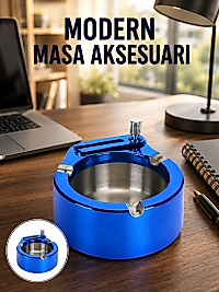 Metal Küllük ve Çakmak Seti Yuvarlak Modern Tasarım Yeni Nesil