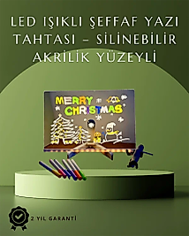 Şık ve Modern LED Pano – Neon Işıklı Silinebilir Akrilik Yazı Tahtası, 7 Renkli Kalem Dahil