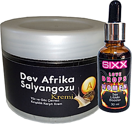 GİANT YAŞIANMA KARŞITI DEV AFRİKASALYANGOZU KREMİ 100 ML + SIXX KADINLARA ÖZEL UYARICIDAMLA