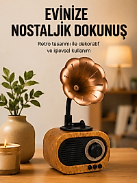 Retro Tasarımlı Mini Bluetooth Hoparlör ve FM Radyo Çoklu Medya Yeni Nesil