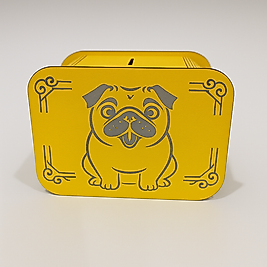 Köpek Kumbara - Ağaç işleme -Ceviz Ağacı-Sarı