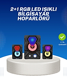 RGB Işıklı USB Hoparlör Seti 9W Çıkış Gücü Derin Bas