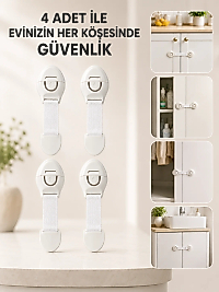 4 Adet Çok Amaçlı Çocuk Güvenlik Kilidi Dolap, Çekmece ve Gardırop İçin