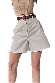 Rahat Kesim Kemerli Mom ŞorT -KREM