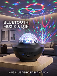 Bluetooth Hoparlörlü RGB Disko Işığı Müzikli Parti Lambası USB TF Kart Destekli
