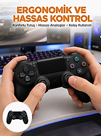 Kablosuz PS4 Oyun Kolu – Çift Titreşimli Motor, Uzun Pil Ömrü ve Hassas Kontrol Yeni Nesil