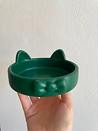 Papyon Model Beton Kedi Köpek Mama ve Su Kabı 16 cm çap - Yeşil