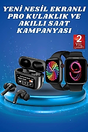 Ekranlı Yeni Nesil Pro Kulaklık ve Akıllı Saat Kampanyası Kulak İçi Mikrofonlu