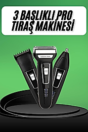 Tıraş Makinesi 3 Başlıklı T Başlıklı Hassas Ciltlere Özel Saç Sakal Vücut Kulak ve Burun