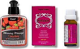 CAAS ÇİLEK AROMALI ISITICILI CİNSEL MASAJ YAĞI 100 ML + POTIOON KADINLARA ÖZEL DAMLA