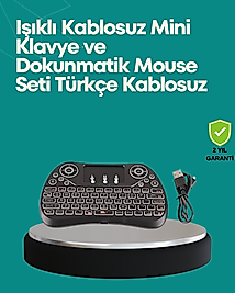 Işıklı Kablosuz Mini Klavye – 2.4 GHz, Dokunmatik Mouse Özellikli