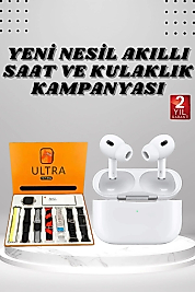 7 Kordonlu Akıllı Saat Ve Yeni Nesil Kulaklık Dokunmatik Ekran Android ve İOS Uyumlu