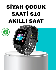 S10 Siyah Akıllı Çocuk Saati Konum Takip ve Güvenlik Özellikli