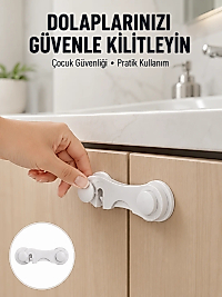 4 Adet Bebek Güvenlik Dolap Kilidi Çift Taraflı Bantlı Kolay Montajlı Emniyet Seti Yeni Nesil
