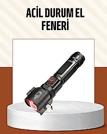 Çekiçli Pusulalı Acil Durum Feneri USB Şarjlı Çok Fonksiyonlu