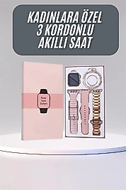 Akıllı Saat 3 Kordonlu Ve Aksesuarlı Bayanlar Için Şık Rose renk