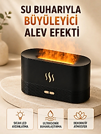 LED Alev Efektli Hava Nemlendirici 9 12 Saat Kullanımlı Aroma Difüzörü